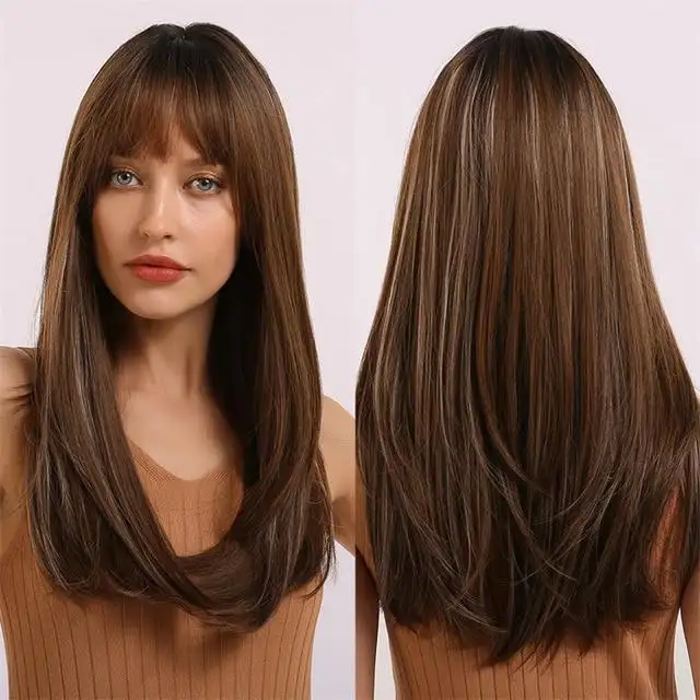 Long Straight Fashion Wig with Bangs