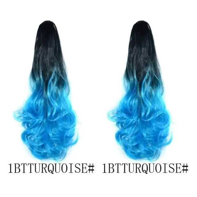 Long Wavy Claw Clip on Hair Extension High-Temperature Fiber  22 Inch Ombre  Ponytail - Image 10