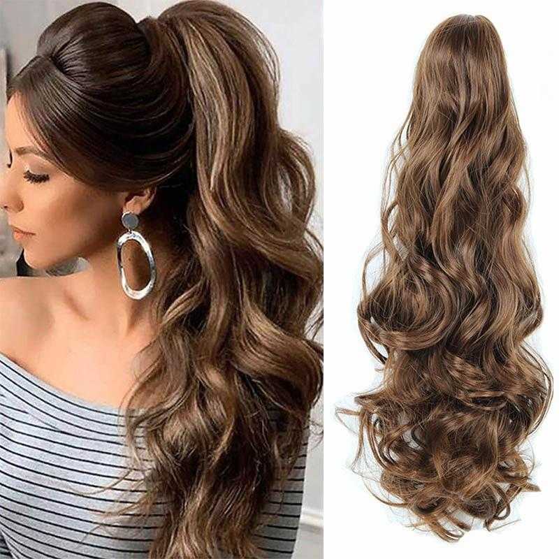 Long Wavy Claw Clip on Hair Extension High-Temperature Fiber  22 Inch Ombre  Ponytail - Image 42