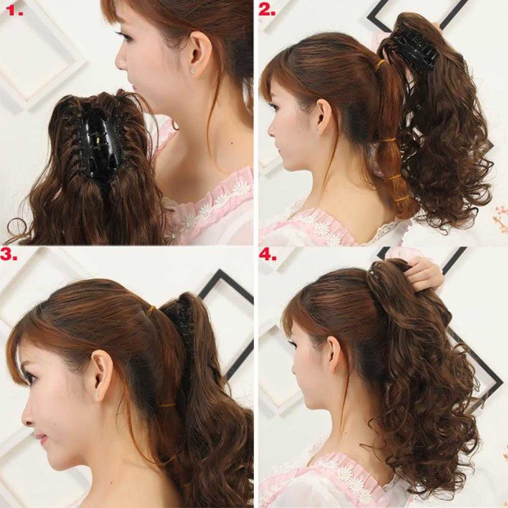 Long Wavy Claw Clip on Hair Extension High-Temperature Fiber  22 Inch Ombre  Ponytail - Image 45