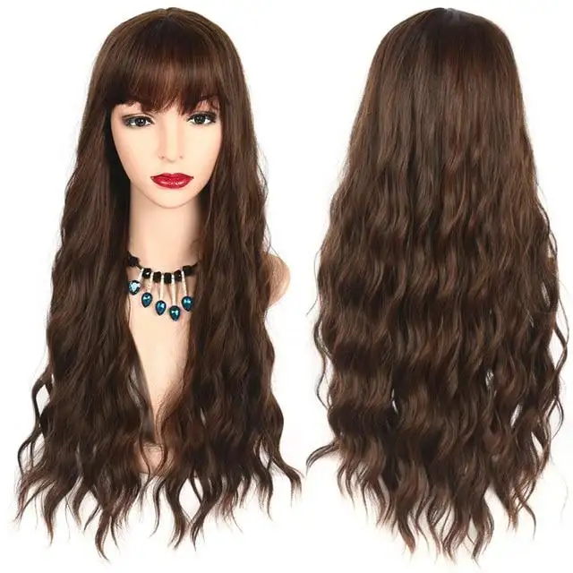 Long Wavy Heat Friendly Wig with Bangs