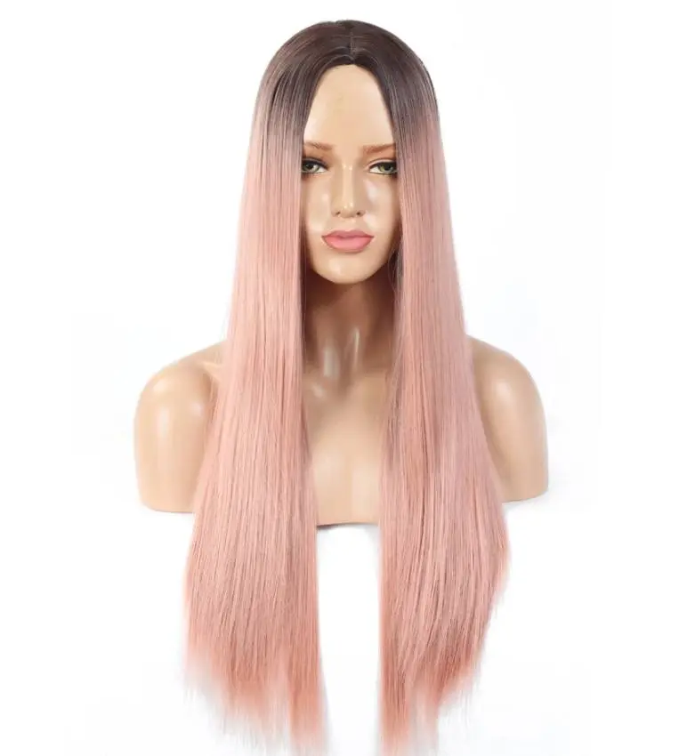 Lorilee Long Ash Pink & Orange Hair Wig - Image 3
