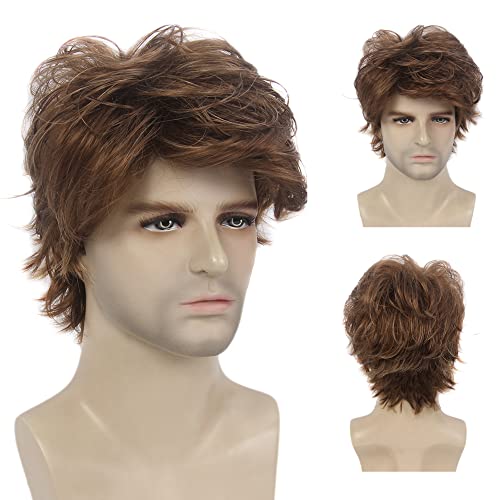 Mens Layered Wavy Synthetic Fiber Full Wig - Image 7