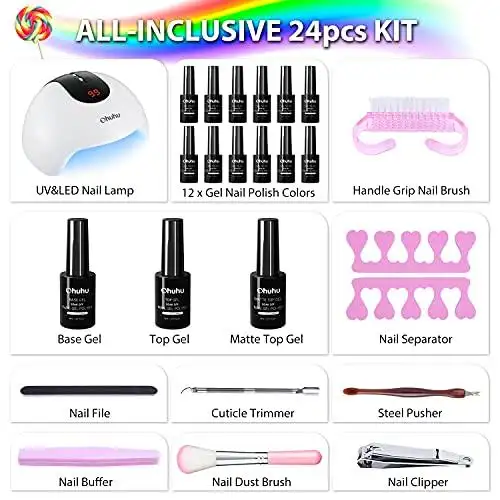 Nail Polish Kit with 36W UV LED Lamp Gel Polish Set Nail Art Decorations - Image 6