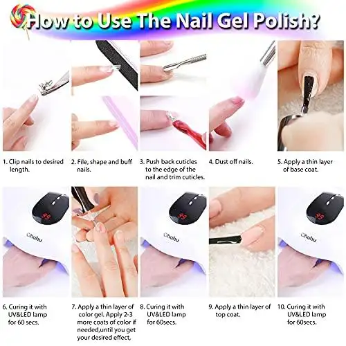 Nail Polish Kit with 36W UV LED Lamp Gel Polish Set Nail Art Decorations - Image 9