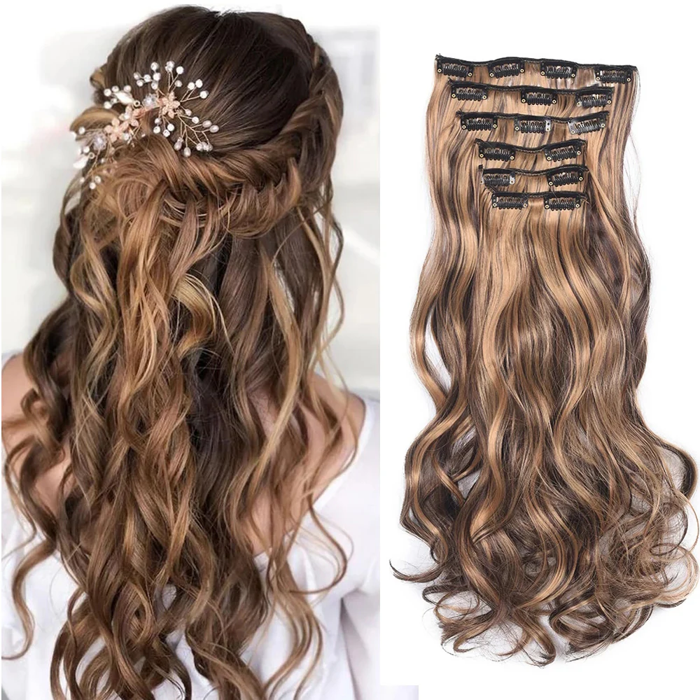 Natural Wavy Ombre Hair Piece 6Pcs/Set Clip In Hair Extension 20Inch