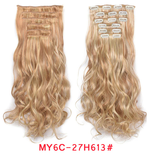 Natural Wavy Ombre Hair Piece 6Pcs/Set Clip In Hair Extension 20Inch - Image 17