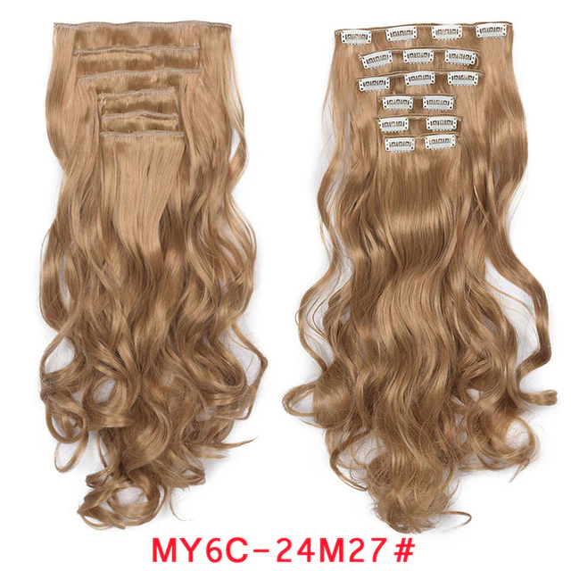 Natural Wavy Ombre Hair Piece 6Pcs/Set Clip In Hair Extension 20Inch - Image 19