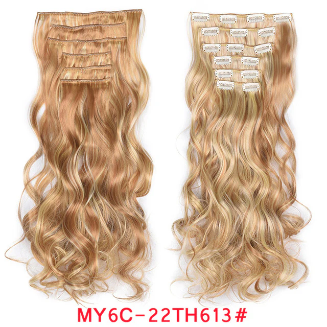 Natural Wavy Ombre Hair Piece 6Pcs/Set Clip In Hair Extension 20Inch - Image 21