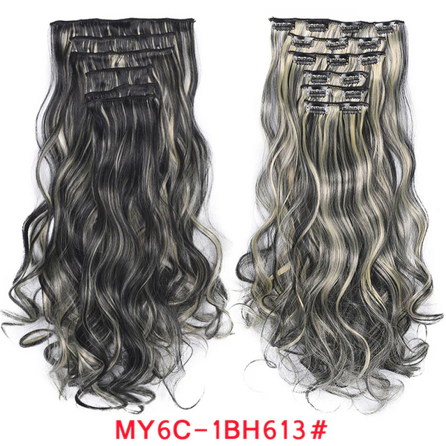 Natural Wavy Ombre Hair Piece 6Pcs/Set Clip In Hair Extension 20Inch - Image 5