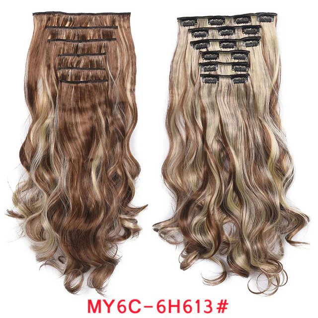 Natural Wavy Ombre Hair Piece 6Pcs/Set Clip In Hair Extension 20Inch - Image 7