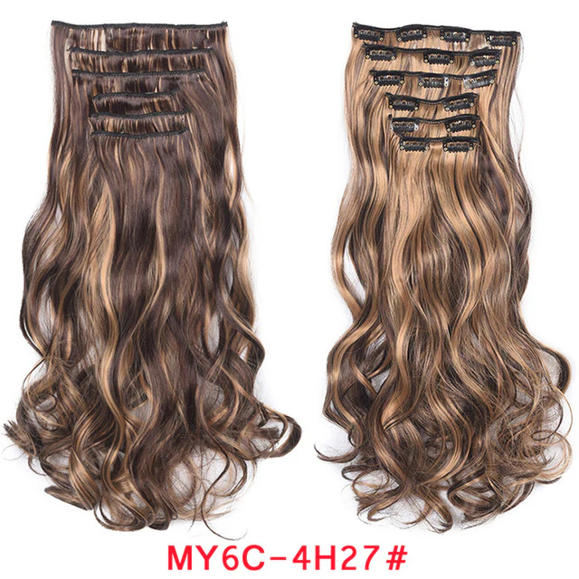 Natural Wavy Ombre Hair Piece 6Pcs/Set Clip In Hair Extension 20Inch - Image 8