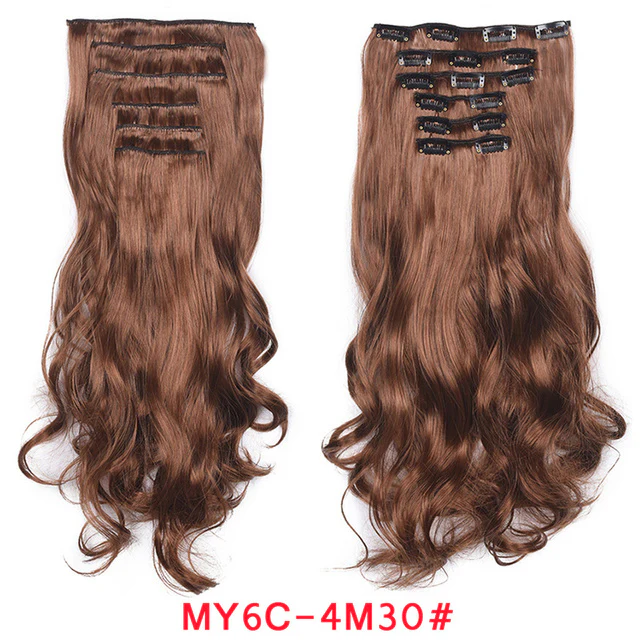 Natural Wavy Ombre Hair Piece 6Pcs/Set Clip In Hair Extension 20Inch - Image 9