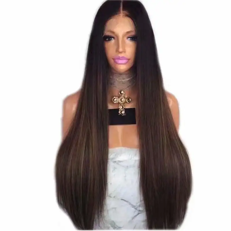 Ombre Brown Synthetic Lace Front Wig High-Temperature Fiber - Image 2