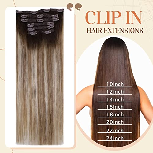 Ombre Human Hair Clip in Hair Extensions - Image 21
