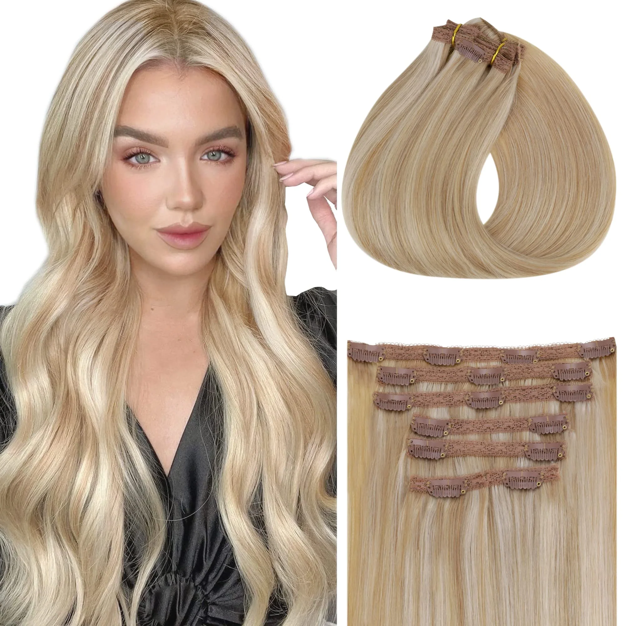 Ombre Human Hair Clip in Hair Extensions - Image 52