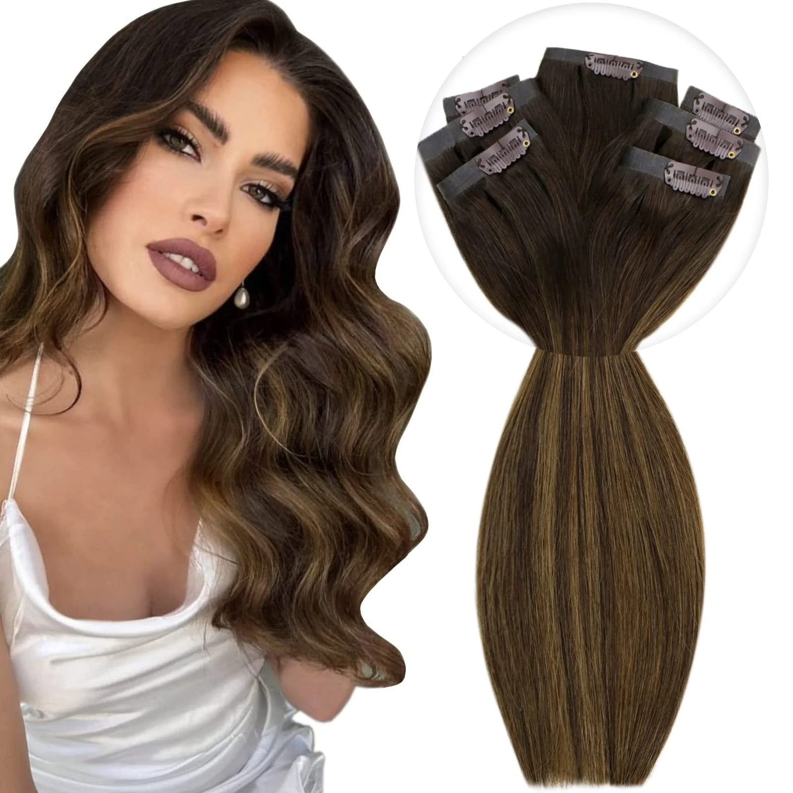 Ombre Human Hair Clip in Hair Extensions - Image 76