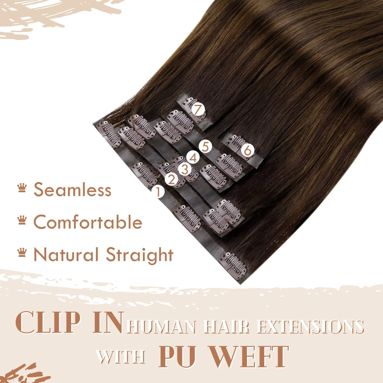 Ombre Human Hair Clip in Hair Extensions - Image 77