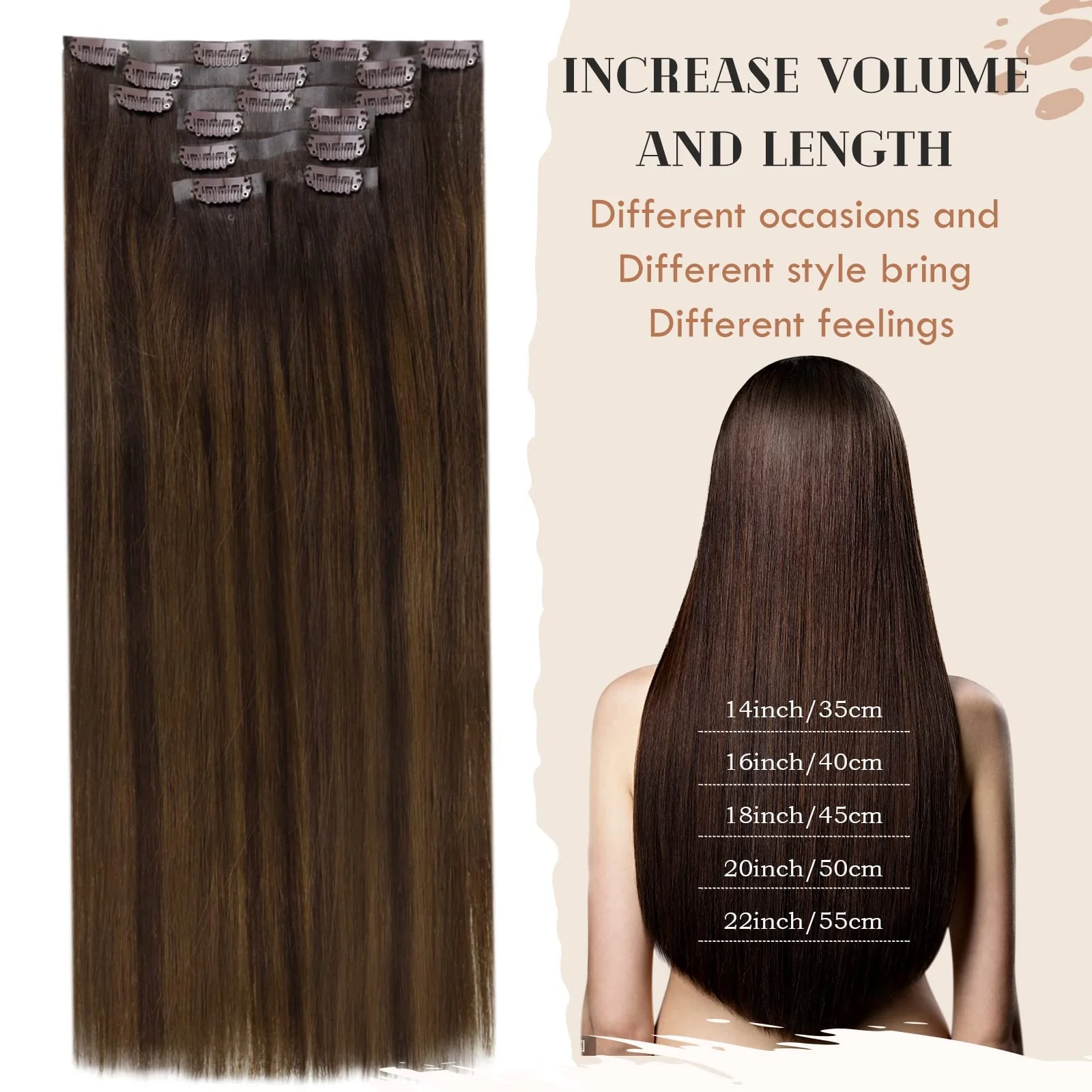 Ombre Human Hair Clip in Hair Extensions - Image 81