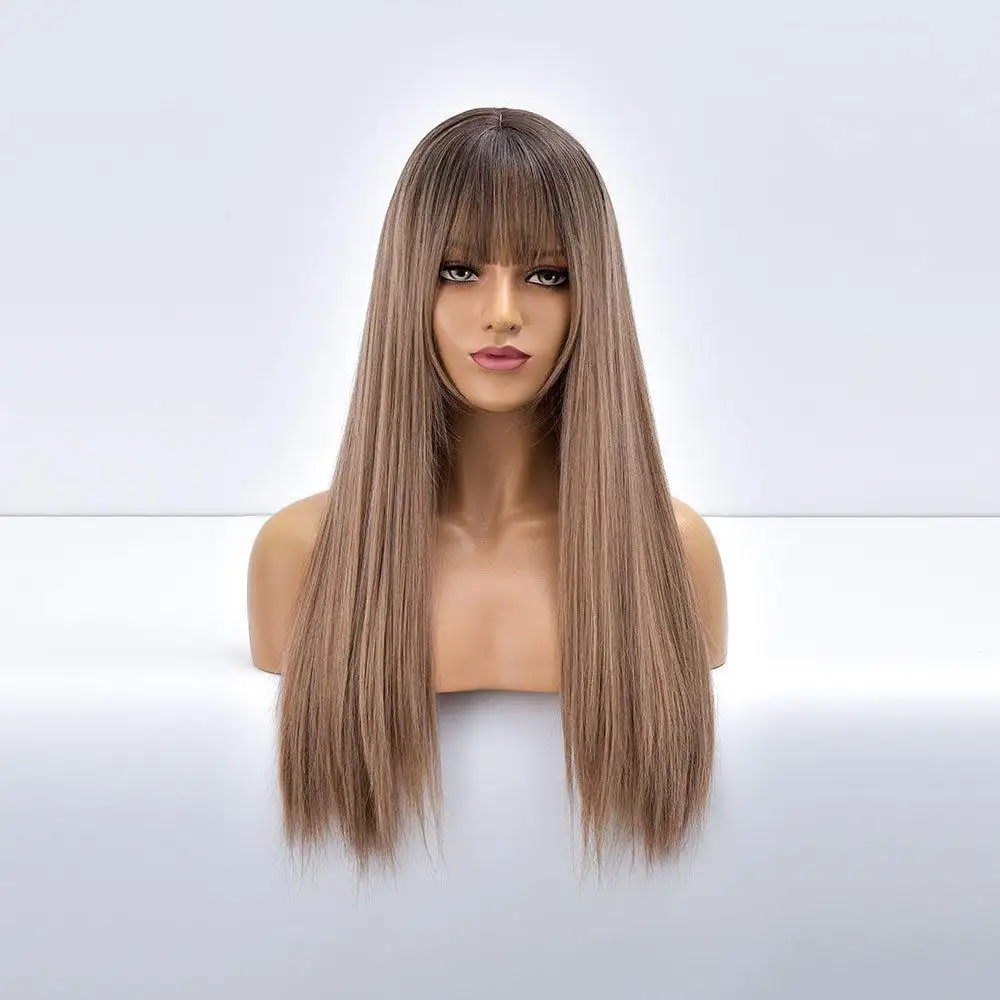 Giselle Ombre Long Straight Synthetic Wig For Women With Bangs