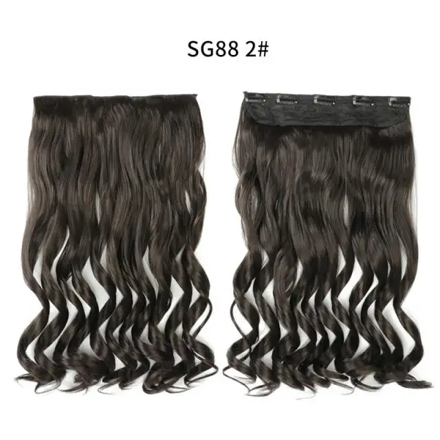 One-piece Long Wavy Heat Resistant Clip In Hair Extensions - Image 17