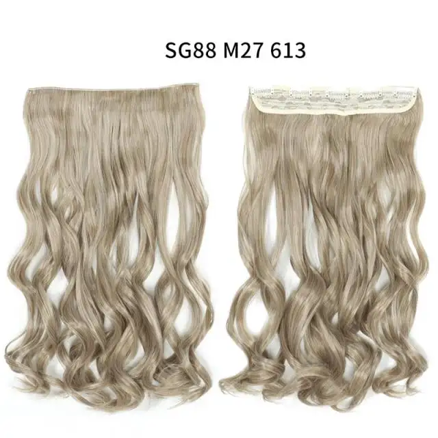 One-piece Long Wavy Heat Resistant Clip In Hair Extensions - Image 19