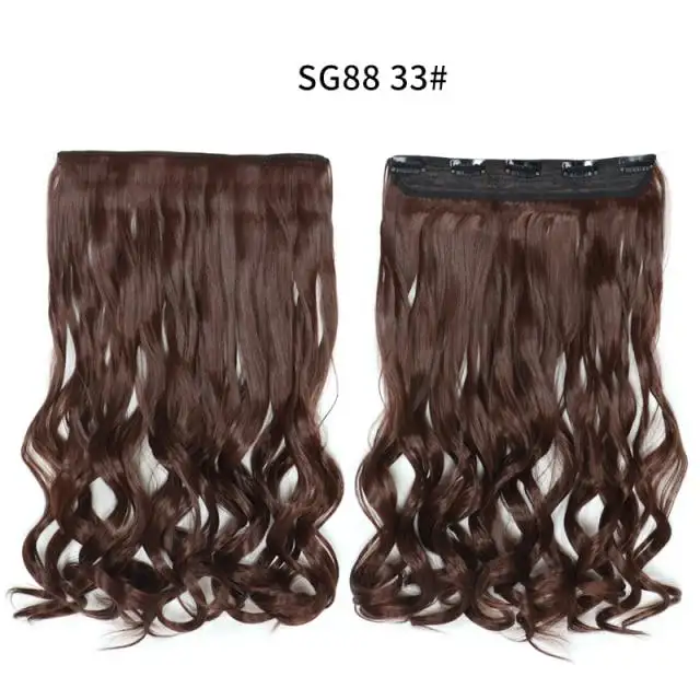 One-piece Long Wavy Heat Resistant Clip In Hair Extensions - Image 29