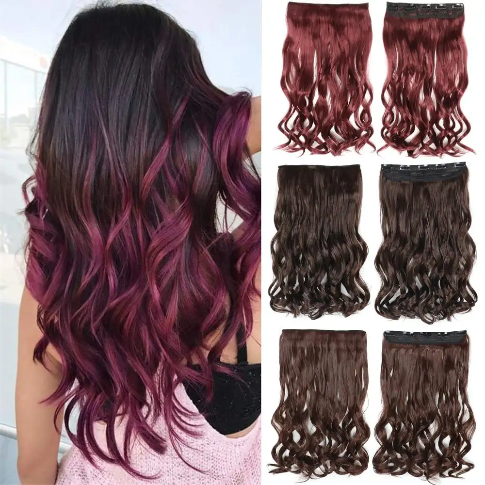 One-piece Long Wavy Heat Resistant Clip In Hair Extensions - Image 3