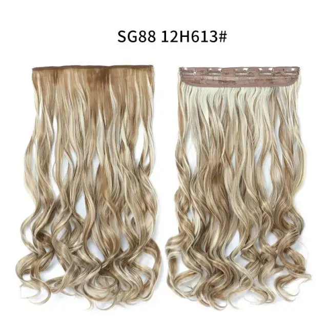 One-piece Long Wavy Heat Resistant Clip In Hair Extensions - Image 31