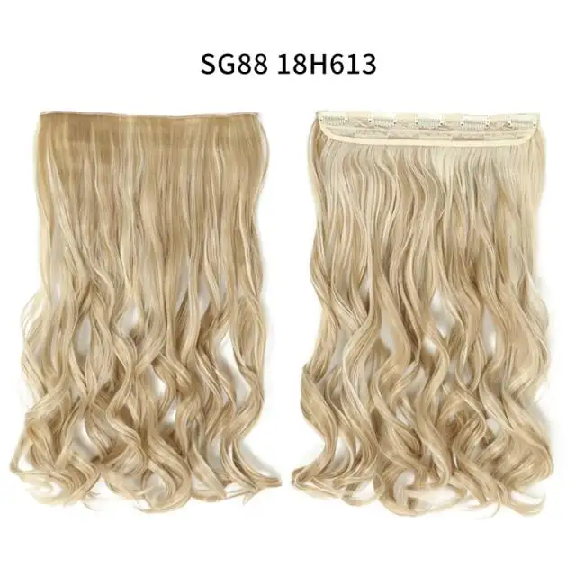 One-piece Long Wavy Heat Resistant Clip In Hair Extensions - Image 33