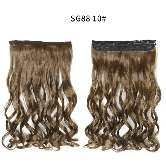 One-piece Long Wavy Heat Resistant Clip In Hair Extensions - Image 34
