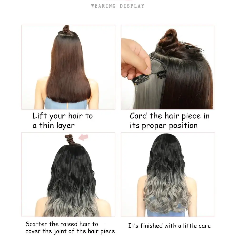 One-piece Long Wavy Heat Resistant Clip In Hair Extensions - Image 5