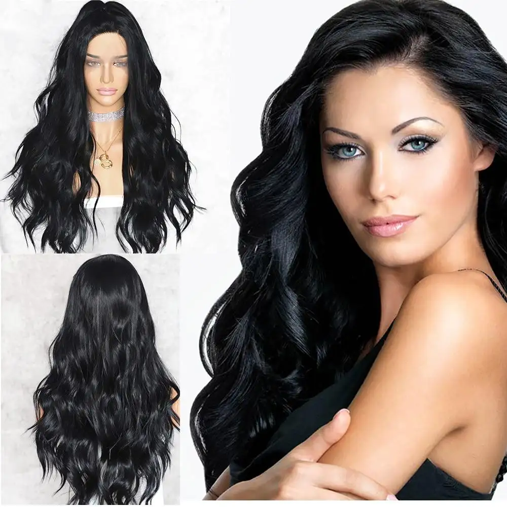Paula Extra Long Black Color Synthetic Lace Front Heat Resistant Fibre Wig
