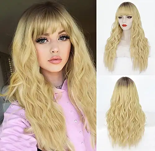 Penelope Transitional Dark Root to Light Blonde Long Heat Resistant Hair Wig