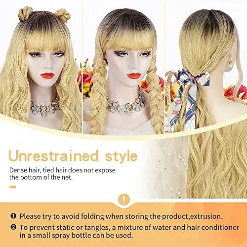 Penelope Transitional Dark Root to Light Blonde Long Heat Resistant Hair Wig - Image 16