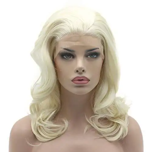 Platinum Blonde Full Density Half Hand Tied Heat Friendly Lace Front Wig