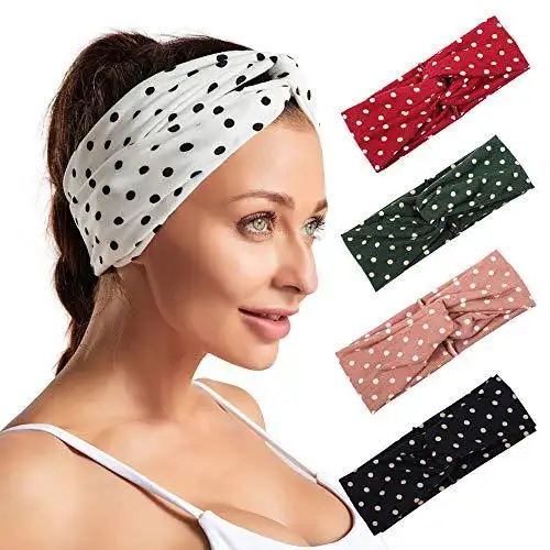 Polka Dot Cross & Assorted Prints Headband Set for Women