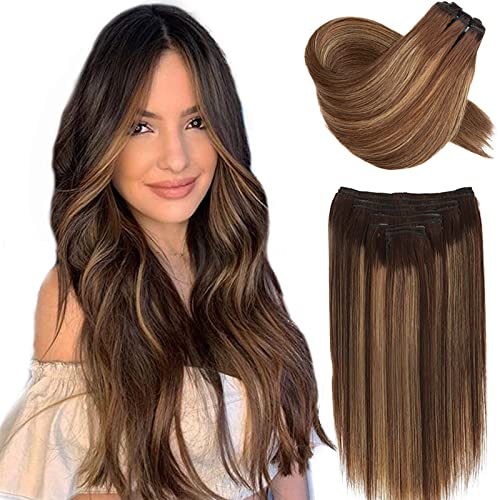 Real Hair Balayage Clip in Hair Extensions