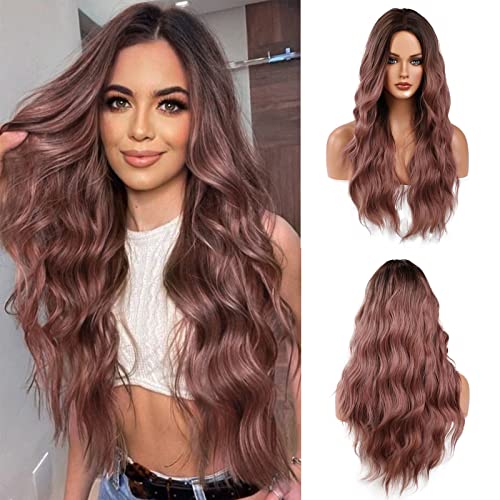 Rose Champagne Rooted Synthetic Wig
