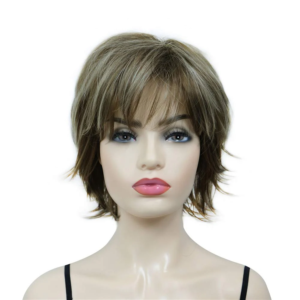 Short Layered Shaggy Synthetic Wig with Bangs