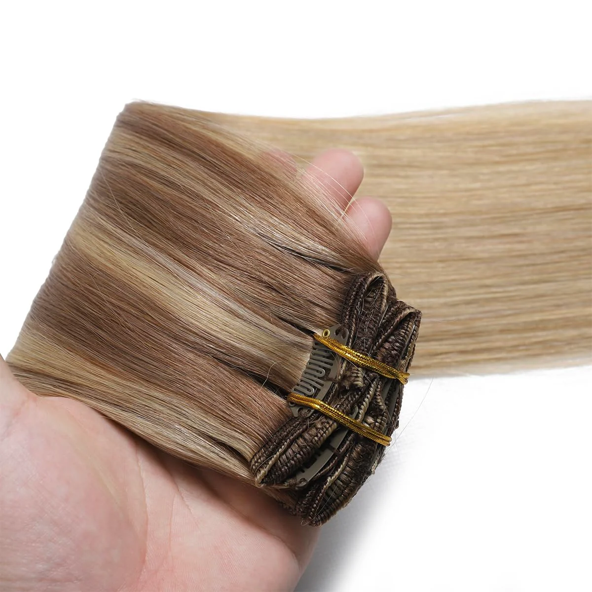 Silky Straight Human Hair Clip in Hair Extensions - Image 10