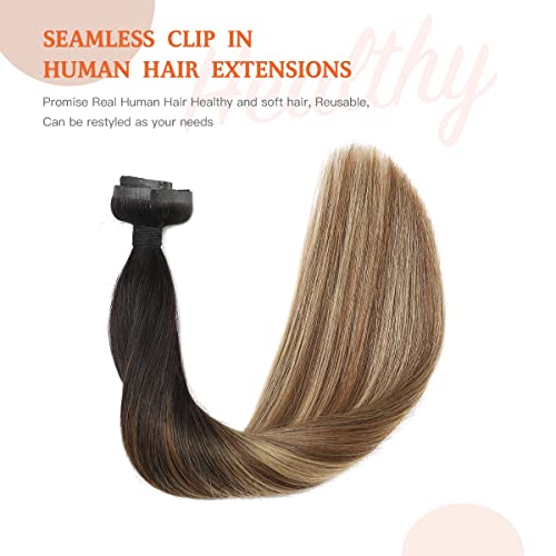 Silky Straight Human Hair Clip in Hair Extensions - Image 38