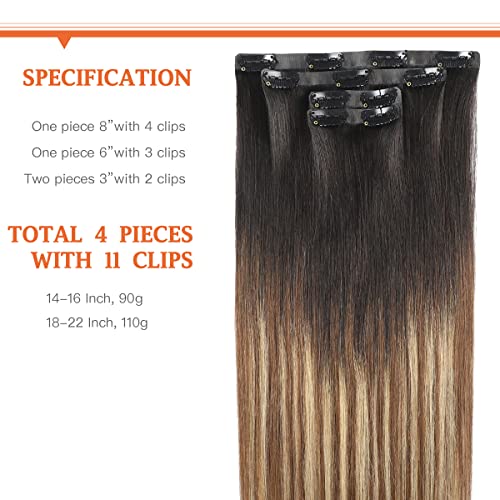 Silky Straight Human Hair Clip in Hair Extensions - Image 39