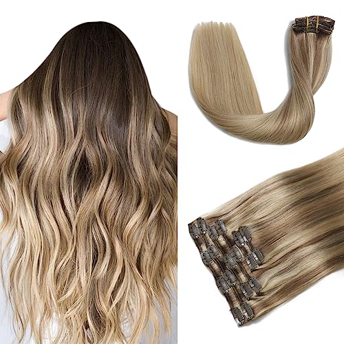 Silky Straight Human Hair Clip in Hair Extensions - Image 43