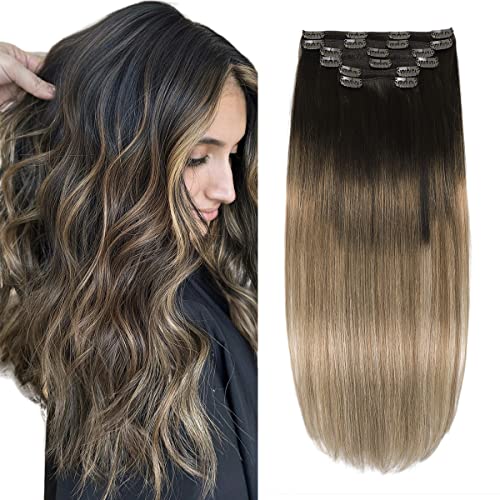 Silky Straight Human Hair Clip in Hair Extensions - Image 61