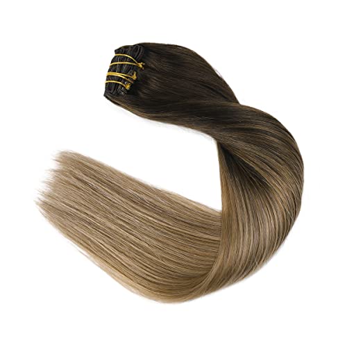 Silky Straight Human Hair Clip in Hair Extensions - Image 66