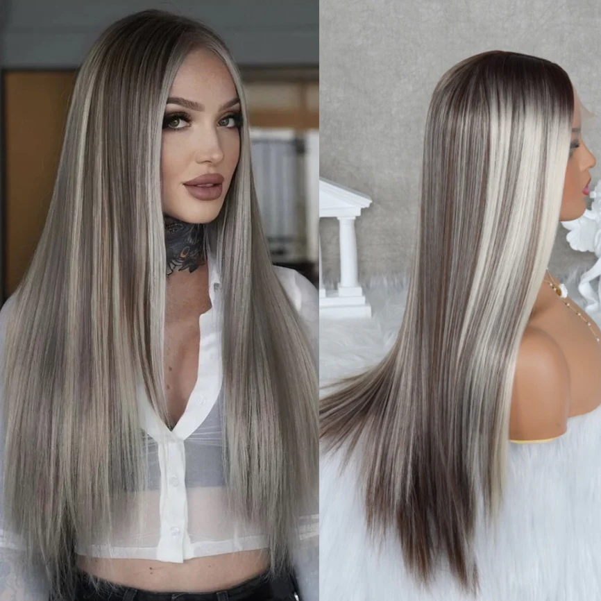 Highlight Ash Blonde Lace Front Wig