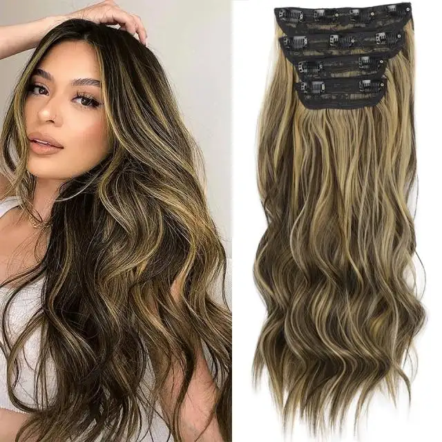 Synthetic Clip In Hair Extensions Set