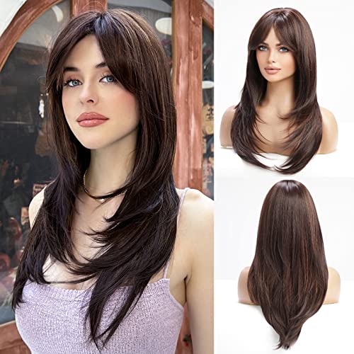 Synthetic Layered Hair with Highlighted Bangs