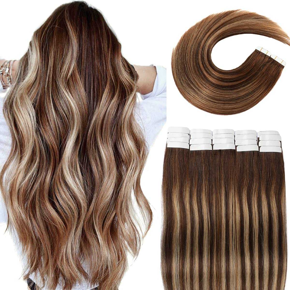 Tape in Hair Extensions Human Hair - 20 Pcs 50 Grams